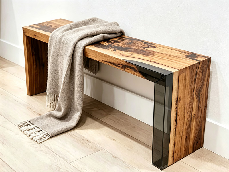 Custom Modern Oak Wood Epoxy Resin Side Table OA-260802