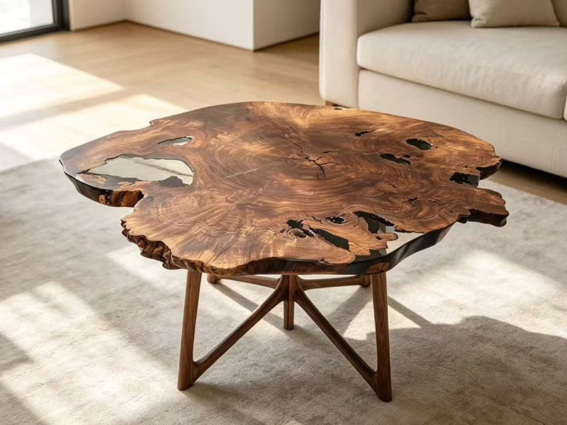 Bespoke Live Edge Walnut Burl Coffee Table W-260915
