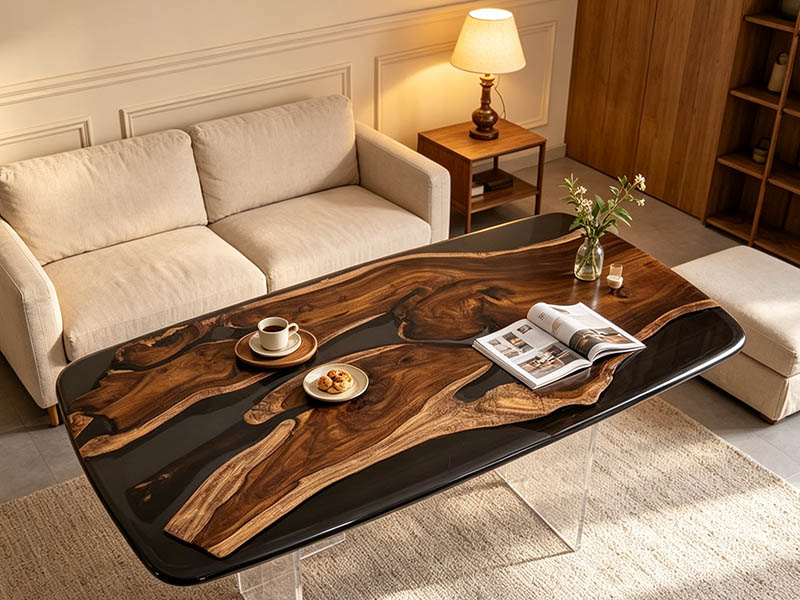 Customized Kassod /Walnut Wood Resin Coffee Table K-260910