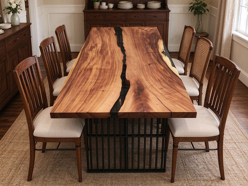Custom Raintree Wood Live Edge Dining Table Custom Raintree Wood Live Edge Dining Table