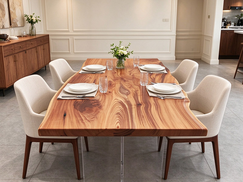 Japanese Zelkova Wood Dining Table with Live Edge  T261014